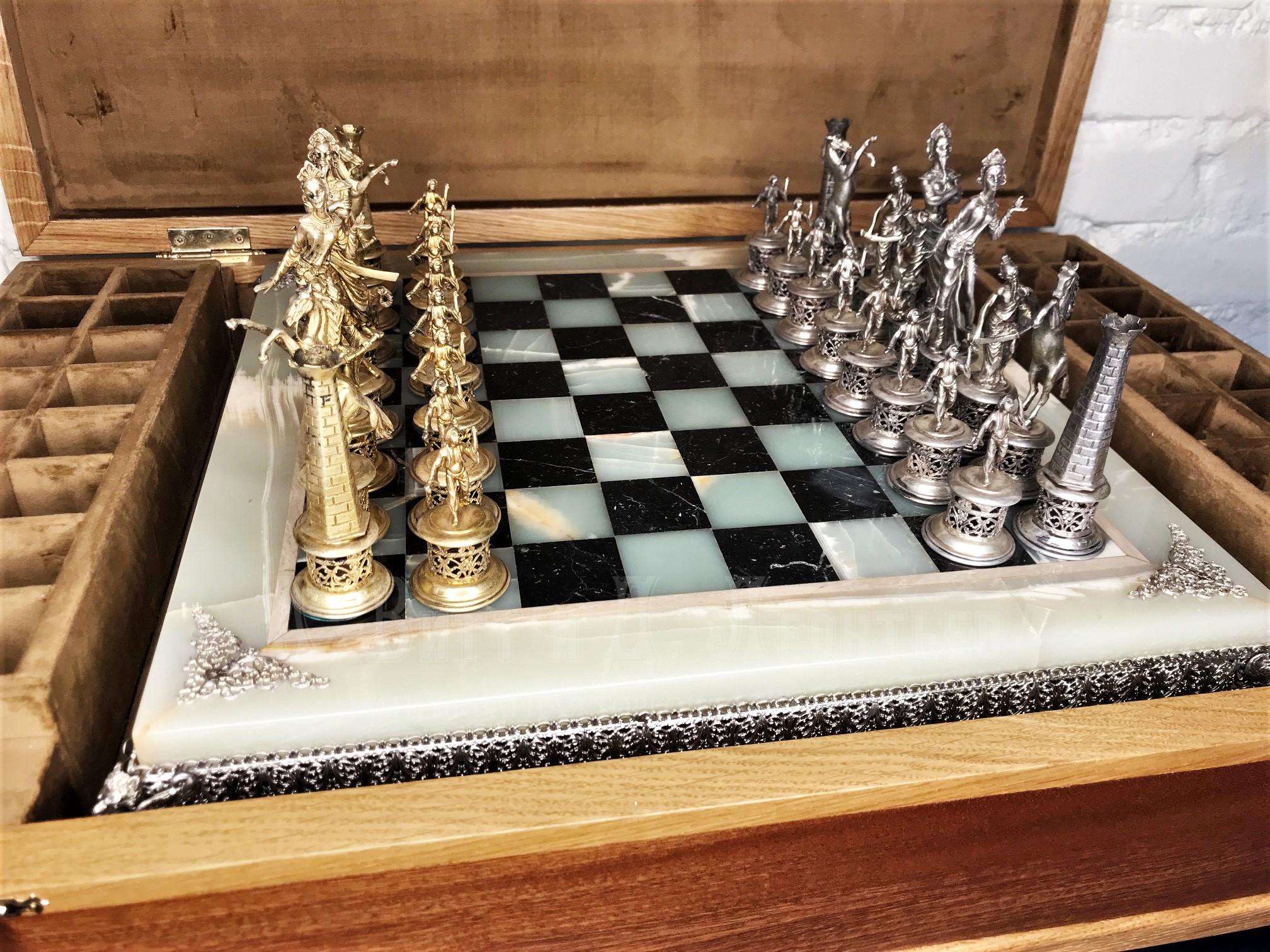 Серебряные шахматы Шинуазри купить антикварные 
